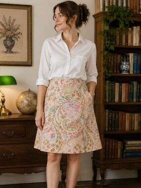 Chadwick’s 90s Vintage Paisley Midi Skirt Pink & Lime 14 Twee whimsigoth